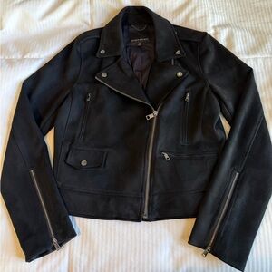 NWOT Banana Republic Black Faux Suede Biker  Shirt Size M